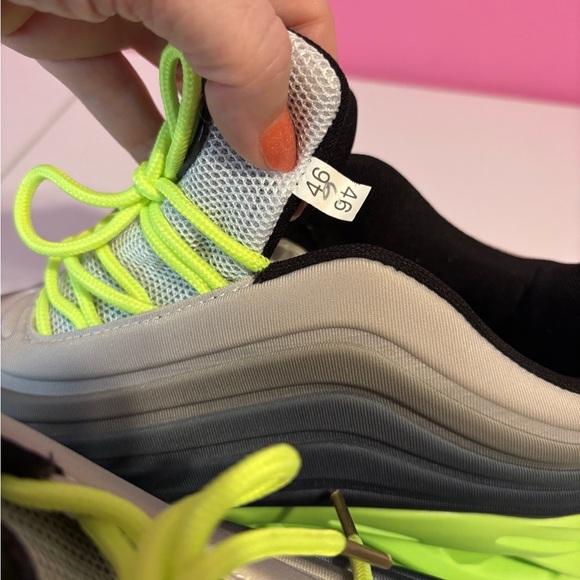 Men's Athletic Shoes - Black and Neon Green - Picture 7 of 9